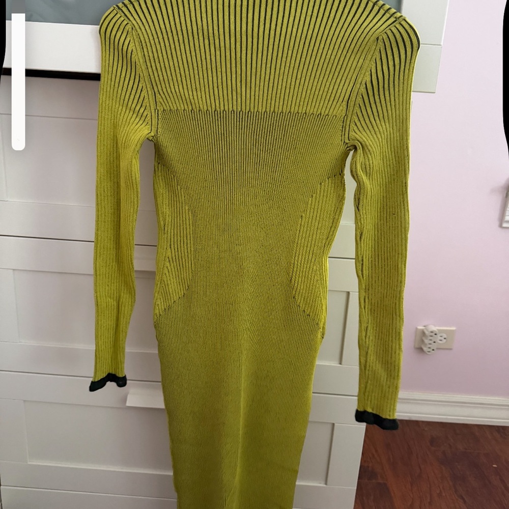 Green Ribbed Knit Mini Dress - Picture 7 of 7